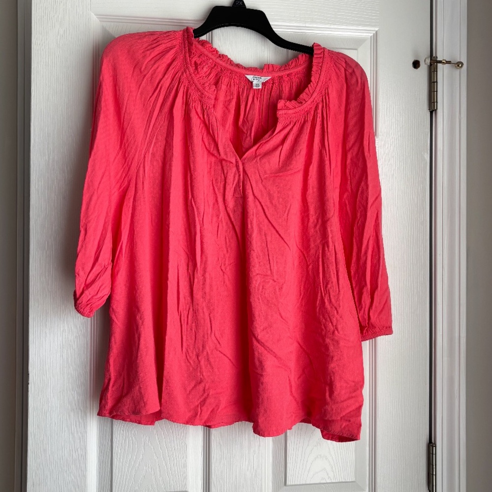 crown & ivy Coral Pink Peasant Blouse
